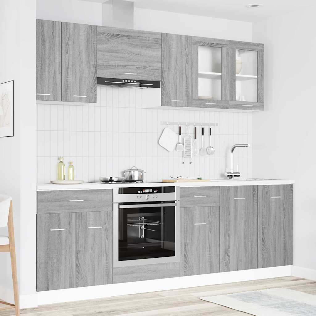 vidaXL Küchenschrank-Set Lyon 8 pcs Graues Sonoma 240 x 46 x 81,5 cm