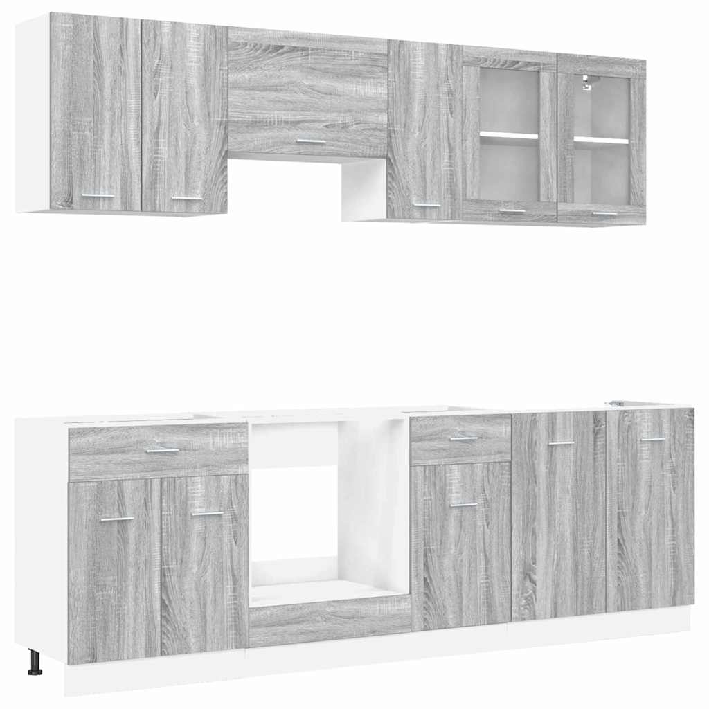 Thumbnail - vidaXL Küchenschrank-Set Lyon 8 pcs Graues Sonoma 240 x 46 x 81,5 cm