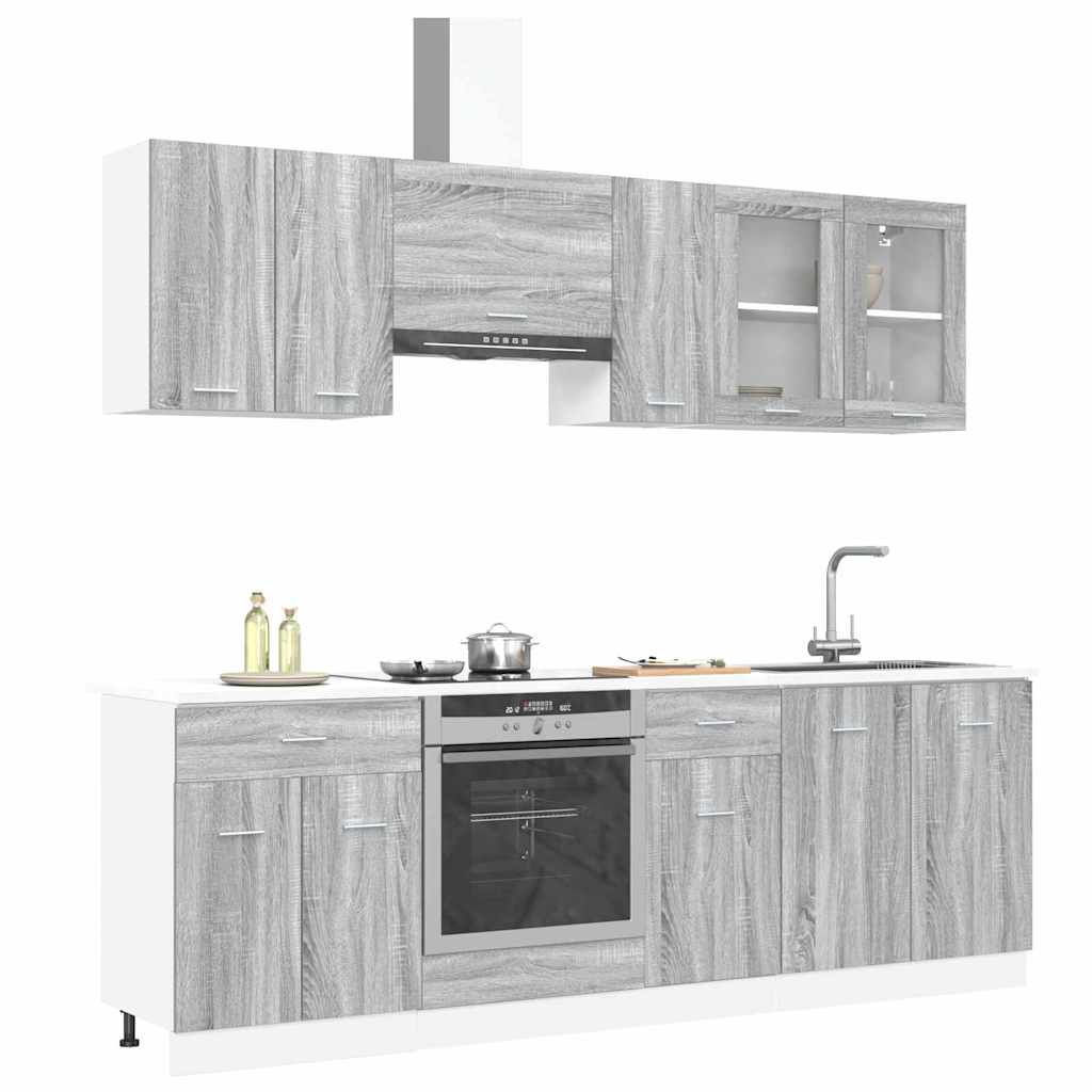 vidaXL Keukenkastenset Lyon 8 pcs Grijs Sonoma 240 x 46 x 81.5 cm