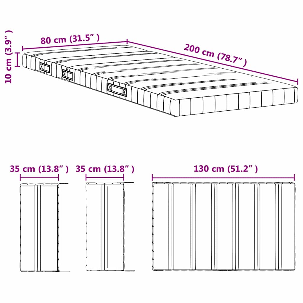 Vzmetnica iz pene Bela 80 x 200 cm Pena