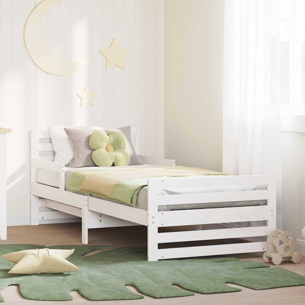 vidaXL Cadru de pat extensibil pentru copii Alb 80 x 130 / 165 / 200 cm