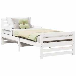 vidaXL Voodi raam peaga Valge 80 x 200 cm Tehispuit