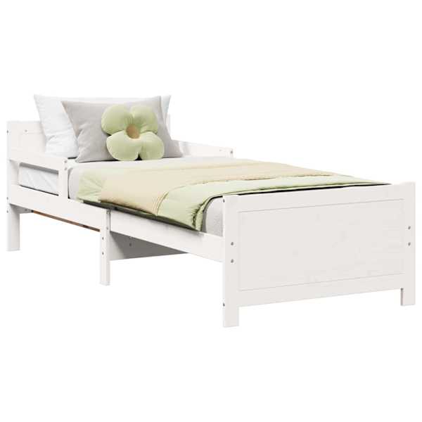 vidaXL Voodi raam peaga Valge 80 x 200 cm Tehispuit