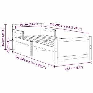 Rám postele s čelo Voskově hnědá 80 x 200 cm kompozitní dřevo - obrázek 11