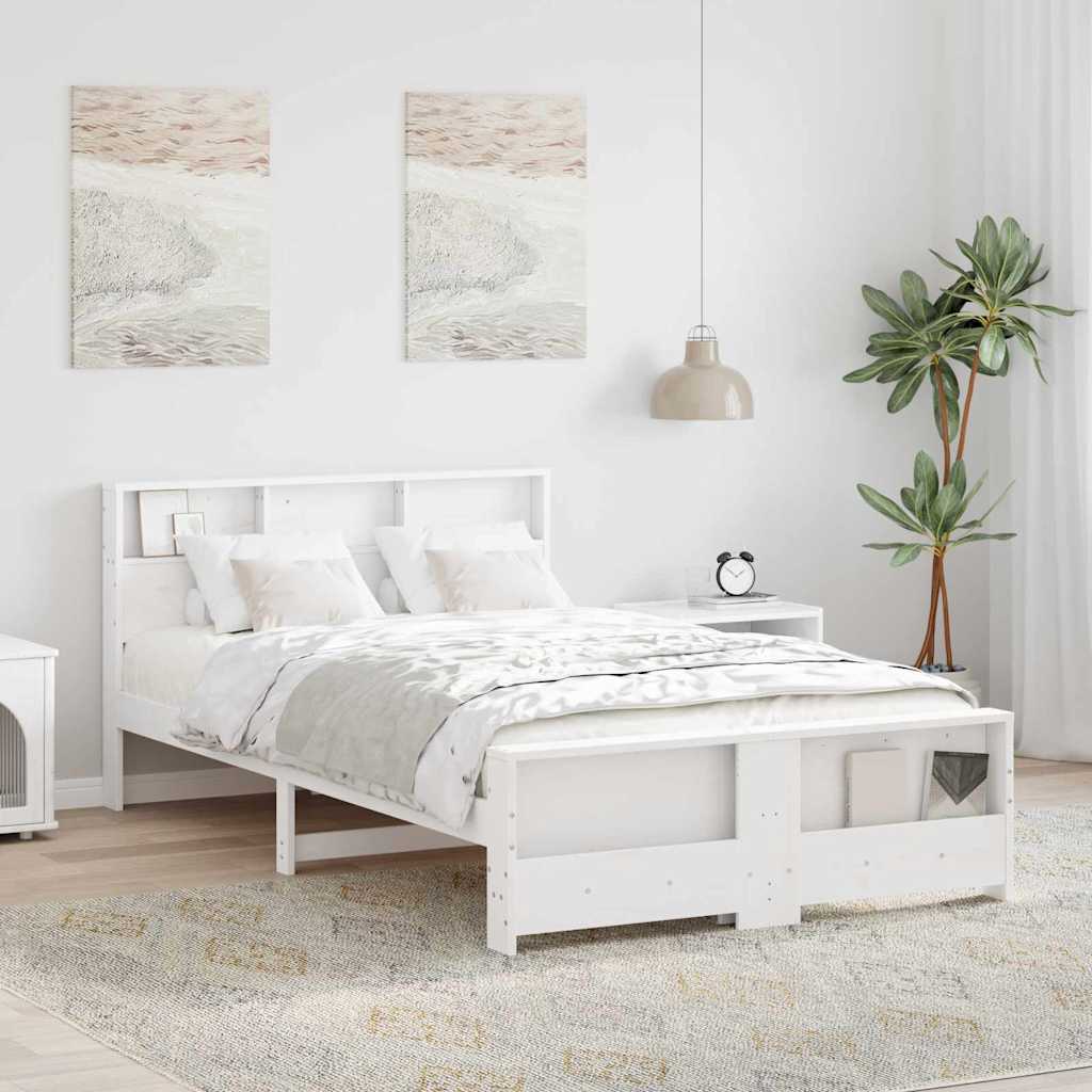 Bedframe met hoofdeinde Wit 120 x 190 cm Massief grenenhout