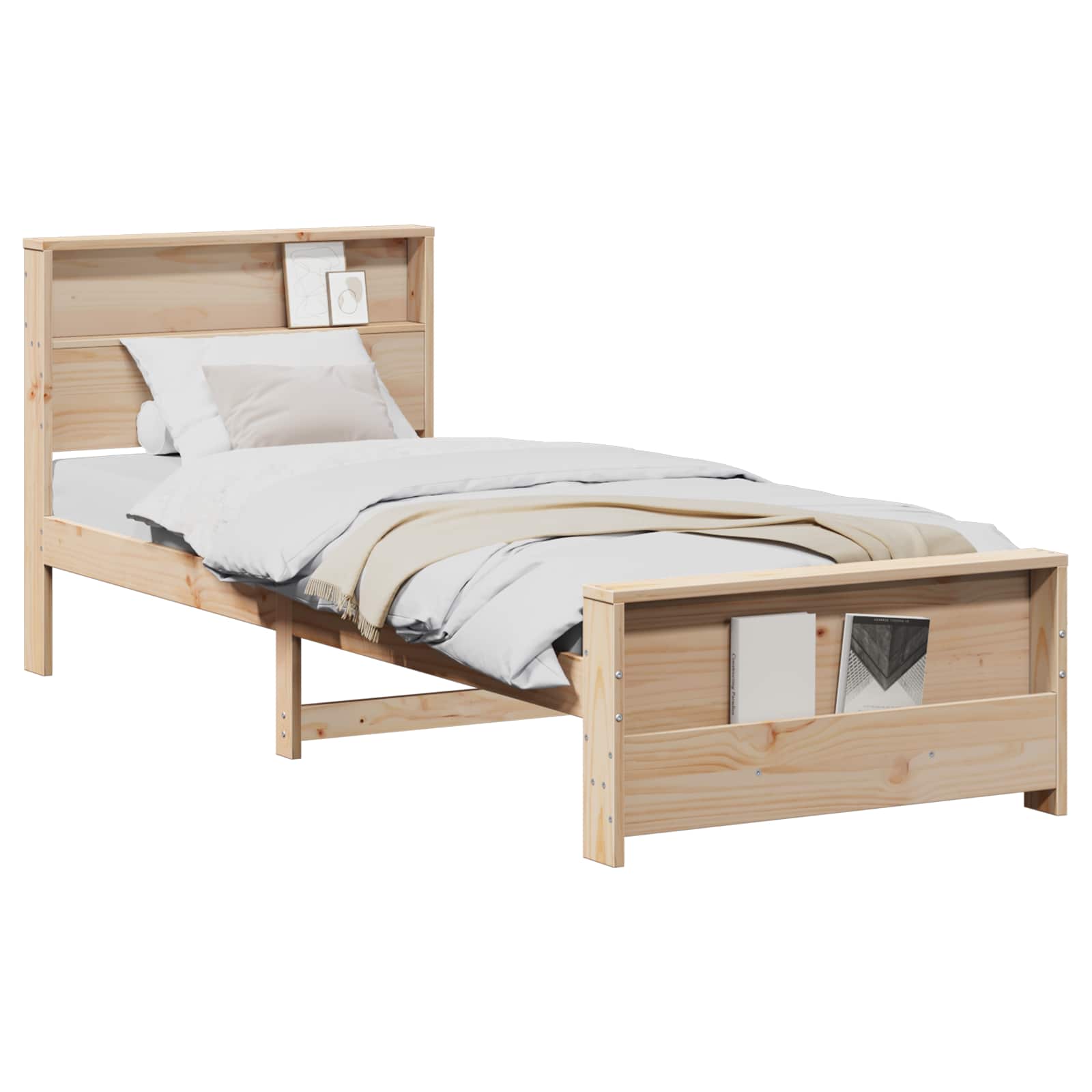 bed frame brown 90 x 190 cm engineering wood