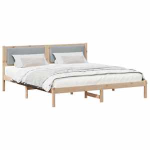 Rám postele Světle šedá 180 x 200 cm Masivní borové dřevo - obrázek 3