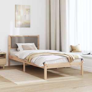 Rám postele s čelo Taupe 100 x 200 cm Masivní borové dřevo - obrázek 4