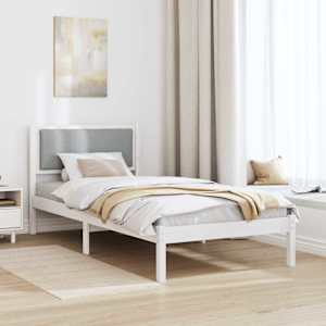 Rám postele Světle šedá 100 x 200 cm Masivní borové dřevo - obrázek 4