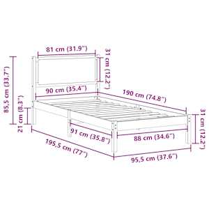 Rám postele s čelo Tmavě šedá 90 x 190 cm Masivní borové dřevo - obrázek 11