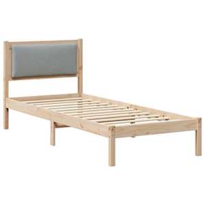 Rám postele s čelo Světle šedá 80 x 190 cm Masivní borové dřevo - obrázek 2