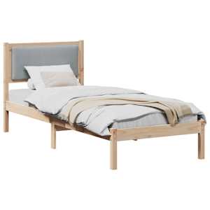 Rám postele s čelo Světle šedá 80 x 190 cm Masivní borové dřevo - obrázek 3