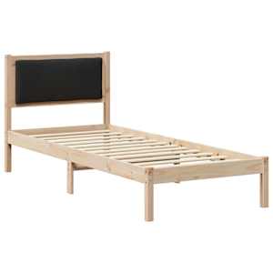 Rám postele s čelo Černá 80 x 190 cm Masivní borové dřevo - obrázek 2