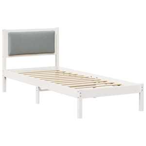 Rám postele s čelo Světle šedá 80 x 190 cm Masivní borové dřevo - obrázek 2
