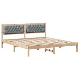 Rám postele Světle šedá 160 x 200 cm Masivní borové dřevo - obrázek 2