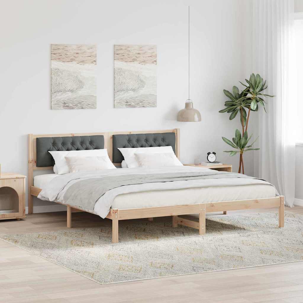 Paturi si accesorii - Cadru de pat cu headboard Gri închis 160 x 200 cm țesătură