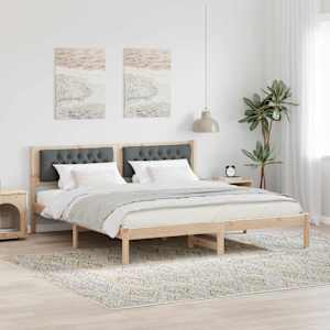 Konstrukcija postelje z vzglavjem Temno siva 160 x 200 cm