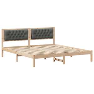 Rám postele s čelo Tmavě šedá 160 x 200 cm Masivní borové dřevo - obrázek 2