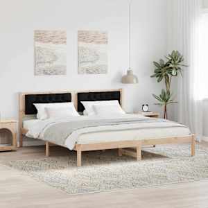 Konstrukcija postelje Črna 160 x 200 cm Masivno borovo les