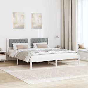 Rám postele Světle šedá 160 x 200 cm Masivní borové dřevo - obrázek 4