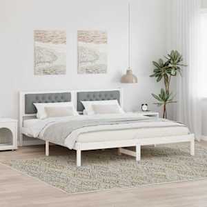 Konstrukcija postelje z vzglavjem Svetlo siva 160 x 200 cm