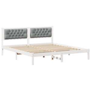 Rám postele Světle šedá 160 x 200 cm Masivní borové dřevo - obrázek 2