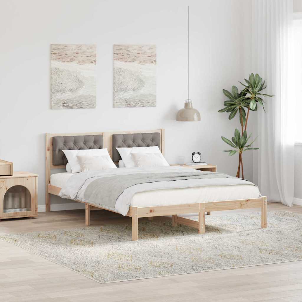 Paturi si accesorii - Cadru de pat cu headboard Gri taupe 150 x 200 cm țesătură
