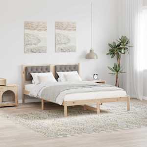 Rám postele s čelo Taupe 150 x 200 cm Masivní borové dřevo - obrázek 1