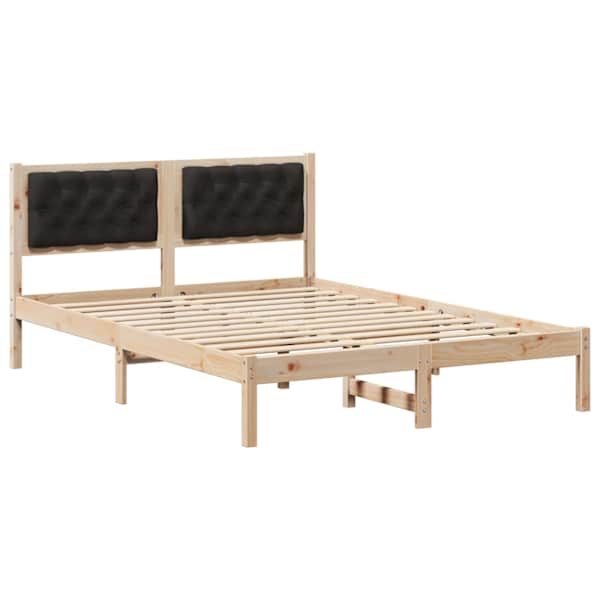 vidaXL Voodi raam peaga Must 140 x 190 cm Tahke m&auml;nd