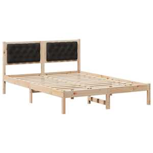 Rám postele s čelo Černá 140 x 190 cm Masivní borové dřevo - obrázek 2