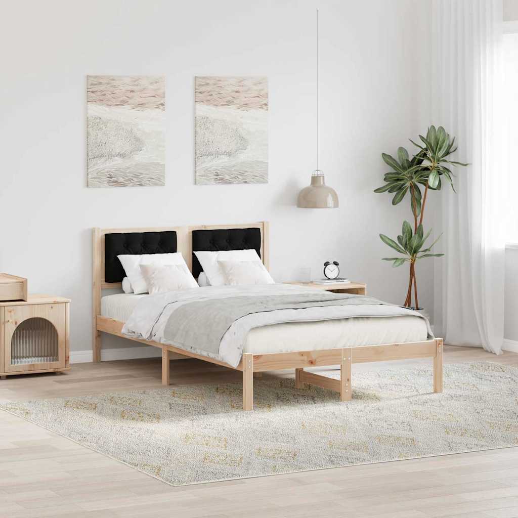 Paturi & cadre pat - Cadru de pat cu headboard Negru 135 x 190 cm țesătură