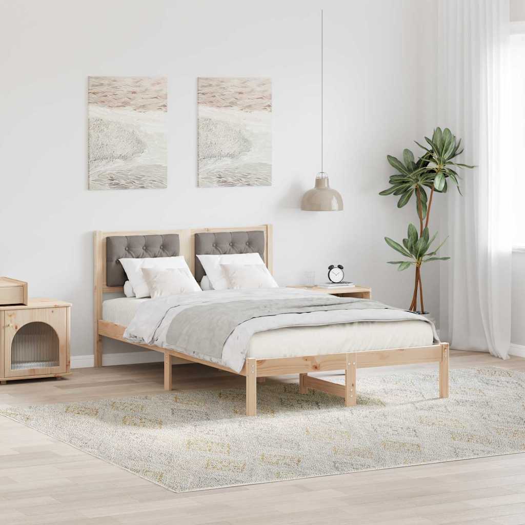 Paturi & cadre pat - Cadru de pat cu headboard Gri taupe 135 x 190 cm țesătură