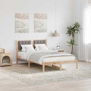 Rám postele s čelo Taupe 135 x 190 cm Masivní borové dřevo - obrázek 1