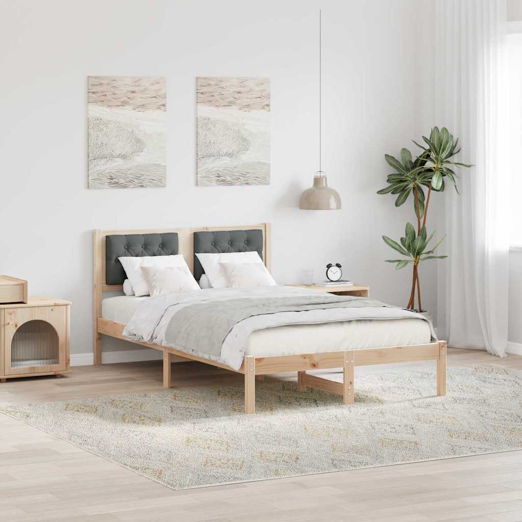 Paturi si accesorii - Cadru de pat cu headboard Gri închis 120 x 190 cm țesătură