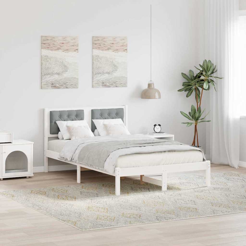 Paturi si accesorii - Cadru de pat cu headboard Gri deschis 120 x 190 cm țesătură