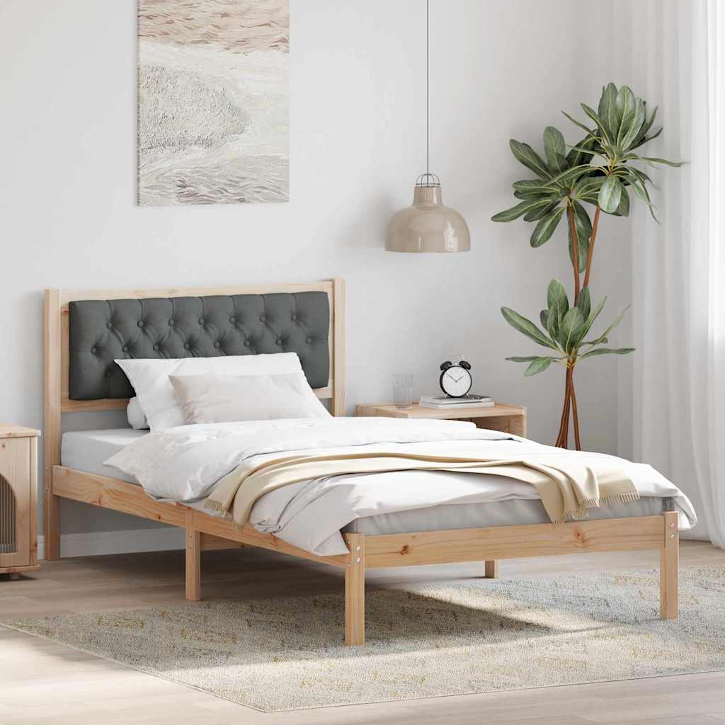 Paturi si accesorii - Cadru de pat cu headboard Gri închis 100 x 200 cm țesătură