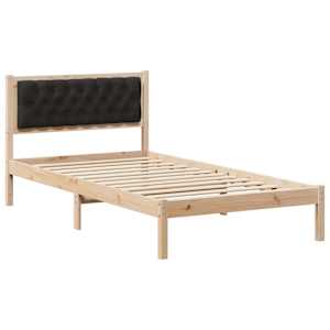 Rám postele s čelo Černá 100 x 200 cm Masivní borové dřevo - obrázek 2