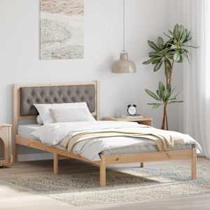 Rám postele s čelo Taupe 100 x 200 cm Masivní borové dřevo - obrázek 1