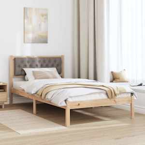 Rám postele s čelo Taupe 100 x 200 cm Masivní borové dřevo - obrázek 4