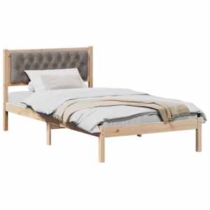 Rám postele s čelo Taupe 100 x 200 cm Masivní borové dřevo - obrázek 3