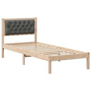 Rám postele s čelo Tmavě šedá 90 x 200 cm Masivní borové dřevo - obrázek 2