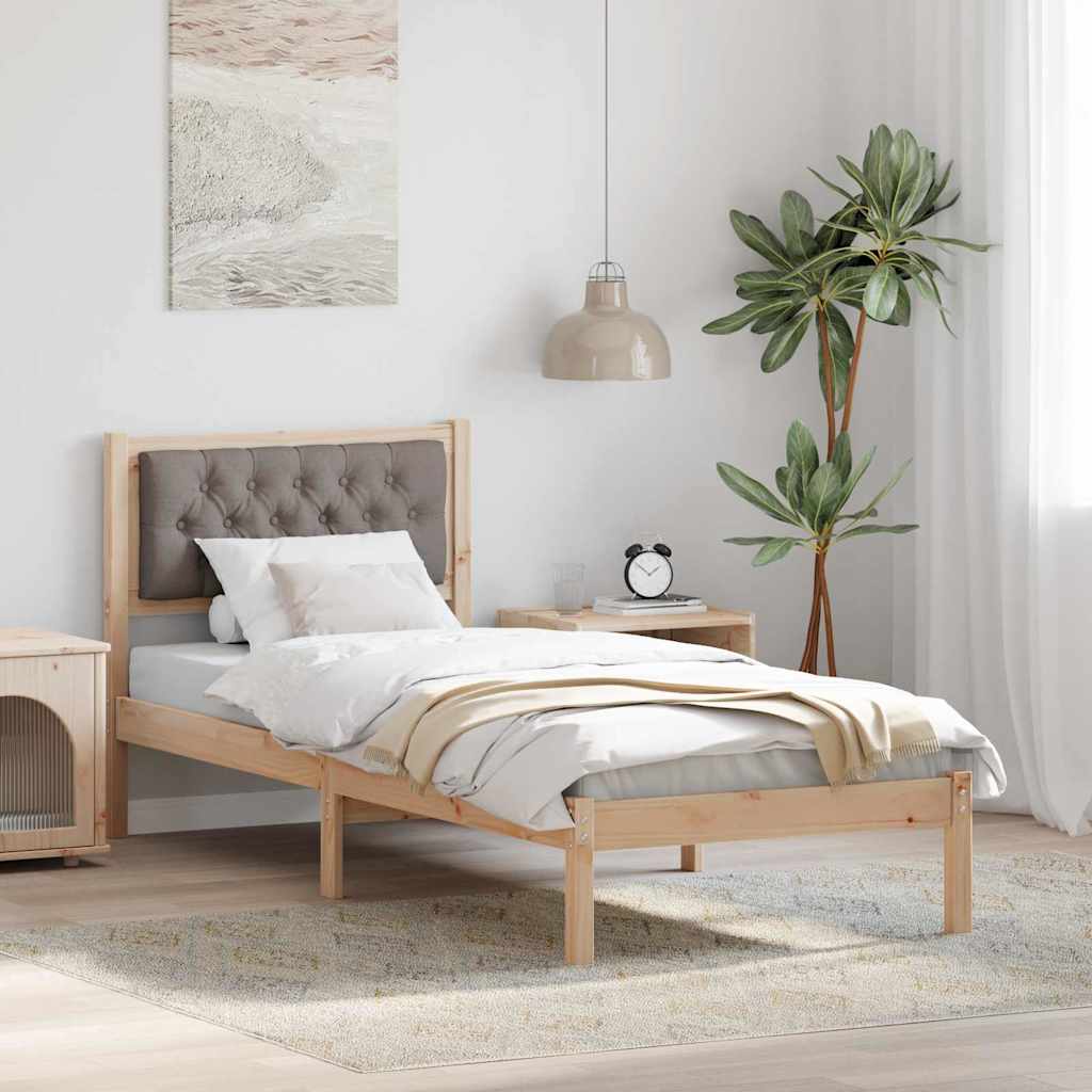 Paturi si accesorii - Cadru de pat cu headboard Gri taupe 90 x 200 cm țesătură