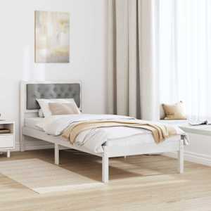 Rám postele s čelo Světle šedá 90 x 200 cm Masivní borové dřevo - obrázek 4