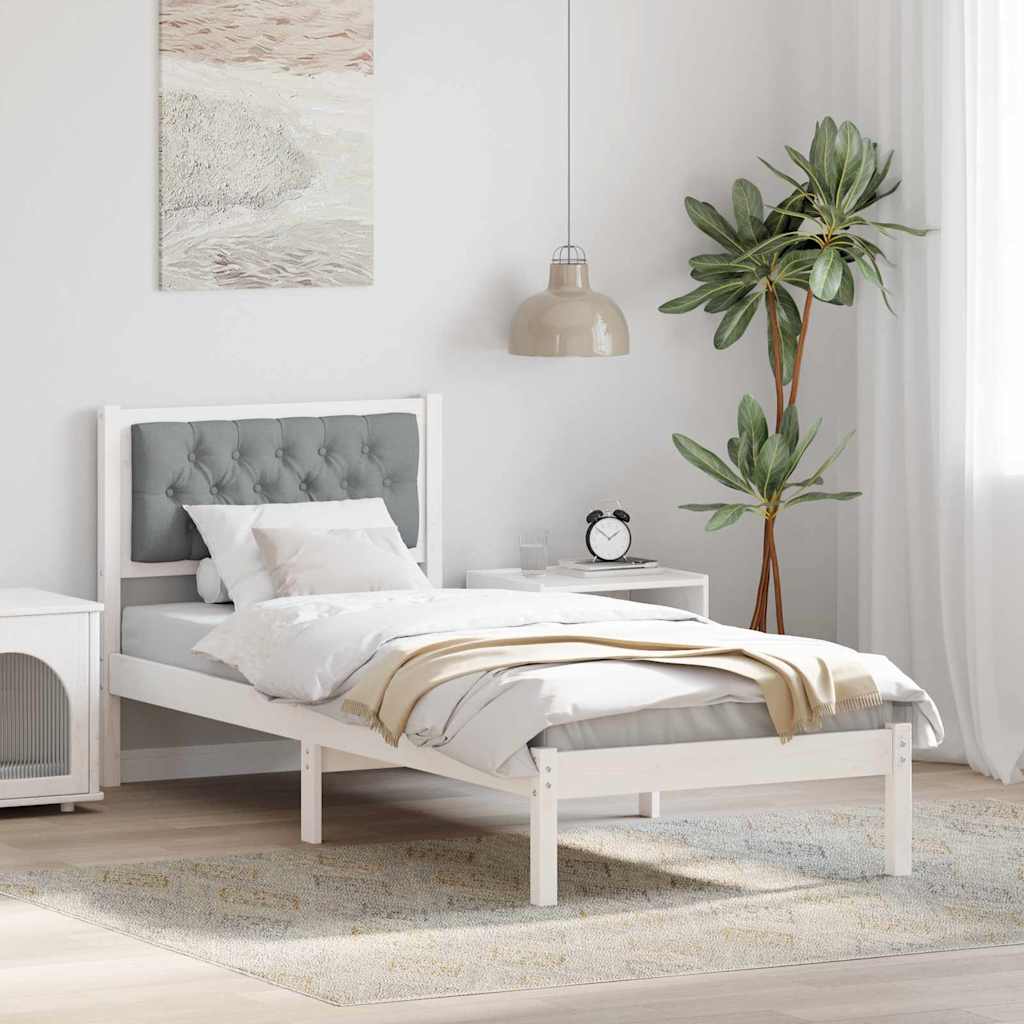 Paturi si accesorii - Cadru de pat cu headboard Gri deschis 90 x 190 cm țesătură