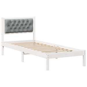 Rám postele s čelo Světle šedá 90 x 190 cm Masivní borové dřevo - obrázek 2