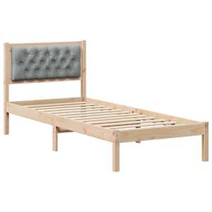 Rám postele s čelo Světle šedá 75 x 190 cm Masivní borové dřevo - obrázek 2