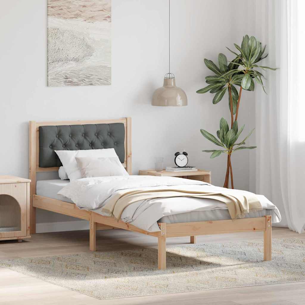 vidaXL Bettgestell mit Kopfteil Dunkelgrau 75 x 190 cm Stoff