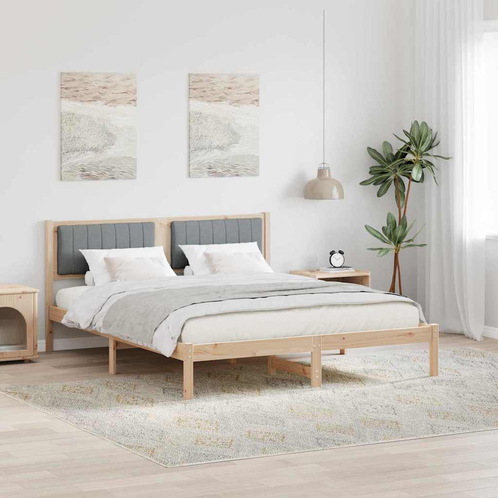 Paturi si accesorii - Cadru de pat cu tăblie tapițată Gri deschis 160 x 200 cm