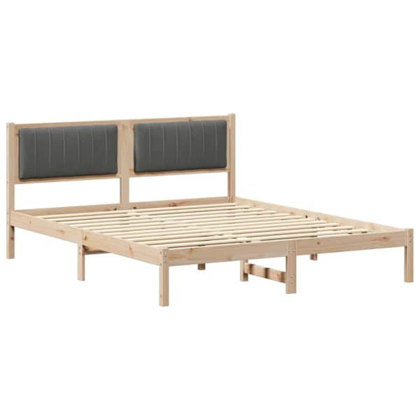 vidaXL Voodiraam Pehme Peatoega peaga Tumehall 160 x 200 cm Tahke m&auml;nd