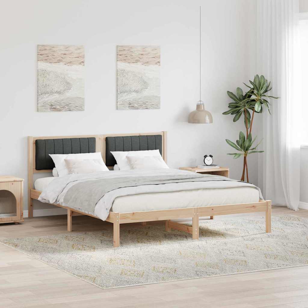 Paturi si accesorii - Cadru de pat cu tăblie tapițată Gri închis 150 x 200 cm